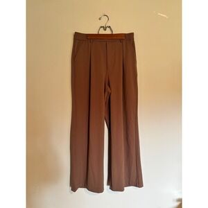 Halara Brown Wide Leg Pleated Pants High Waist Stretch Petite M
